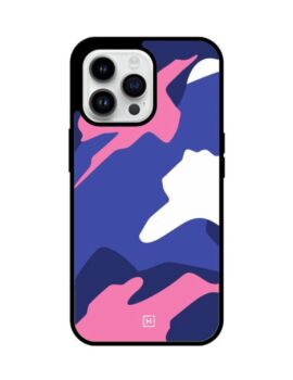 Blue Camouflage Hybrid Glass iPhone Case