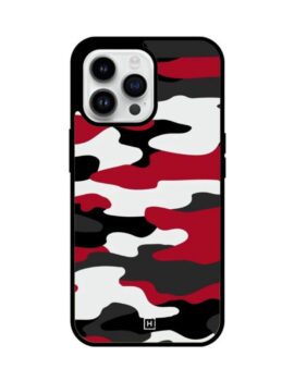 Red Camouflage Hybrid Glass iPhone Case